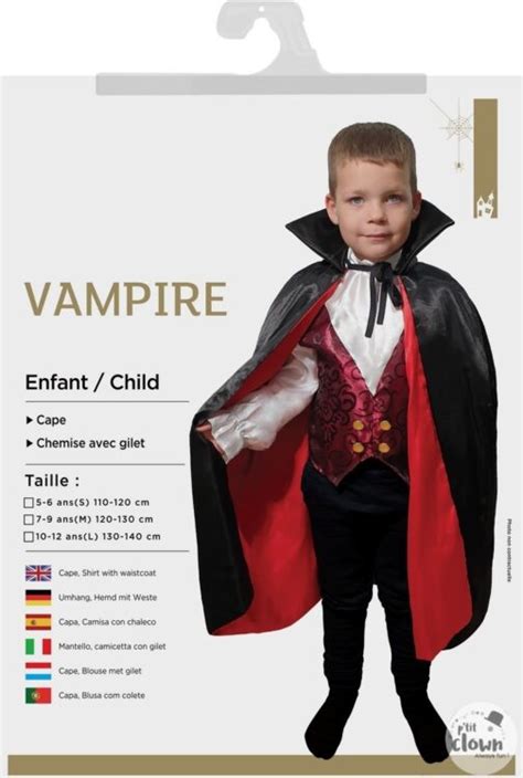 Déguisement Vampire Enfant Halloween Cape Chemise Gilet