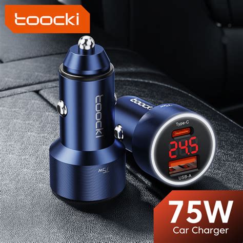 Toocki Led 75w Usb C Charger Qc40 Pd30 Fast Charging Pd Type C รถชาร์จโทรศัพท์สำหรับ Iphone