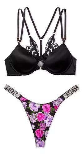 Conjunto Bra Bordado Mariposa Y Pantie Victorias Secret 32d Meses Sin