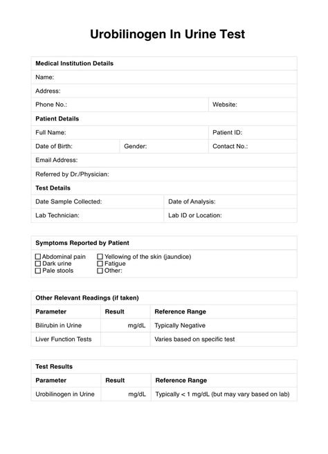 Urobilinogen In Urine Test & Example | Free PDF Download