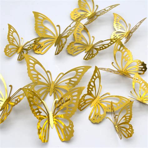 3d Hollow Butterfly Wall Sticker 12pcspack For Home Decor Diy