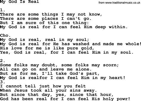My God Is Real - Apostolic and Pentecostal Hymns and Songs lyrics, and PDF