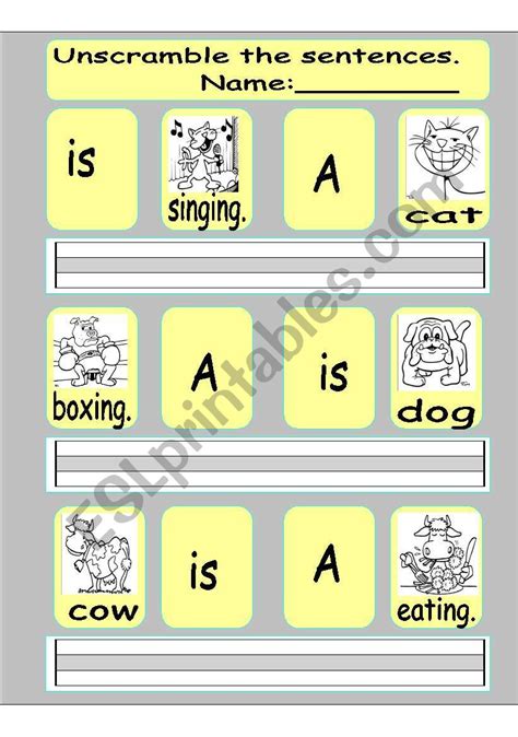 Unscramble The Sentences ESL Worksheet By AnnyJ