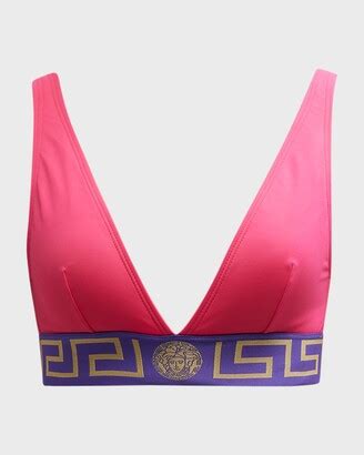 Versace Greca Border Triangle Bikini Top Shopstyle Two Piece Swimsuits