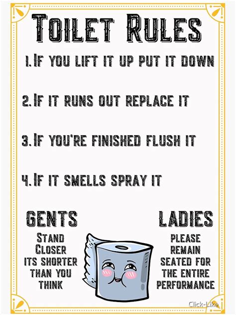 "Toilet Rules" Poster for Sale by Click-Like | Redbubble