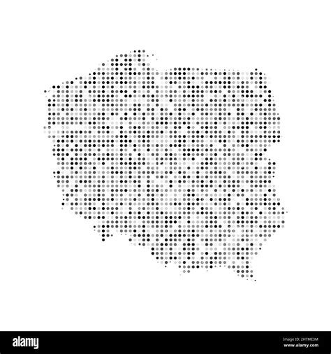 Abstract Dotted Black And White Halftone Effect Vector Map Of Poland