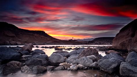 Colorful Sun Beautiful Sunset Clouds Sea Splendor Beauty