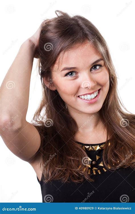 Blonde Woman Touching Her Hair Stock Image Image Of Cute Close 40980929