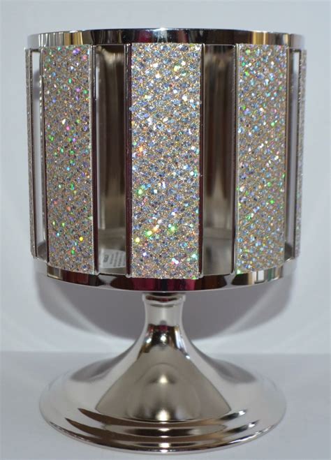 Bath Body Works Sparkly Silver Pedestal Large 3 Wick Candle Holder