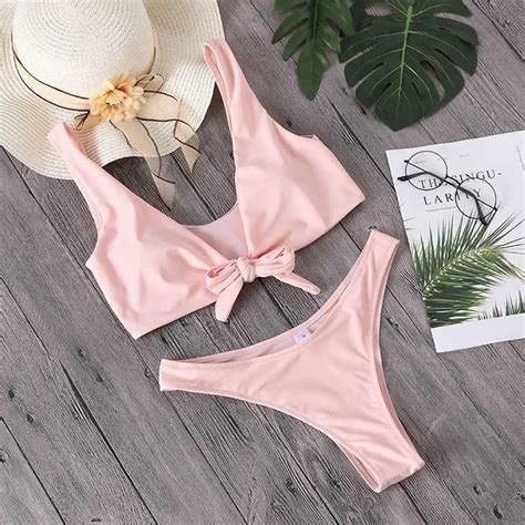 Buy Minimalism Le 2018 Sexy Solid Swimwear Bandage