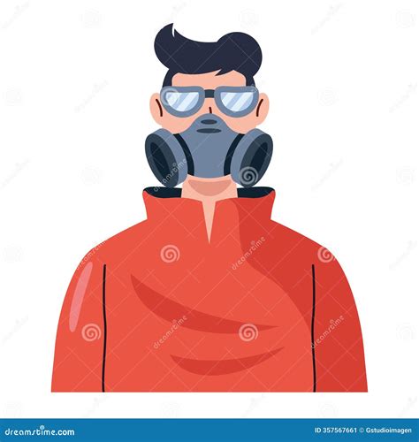 Man with Dual Filter Gas Mask Illustration Stock Vector - Illustration