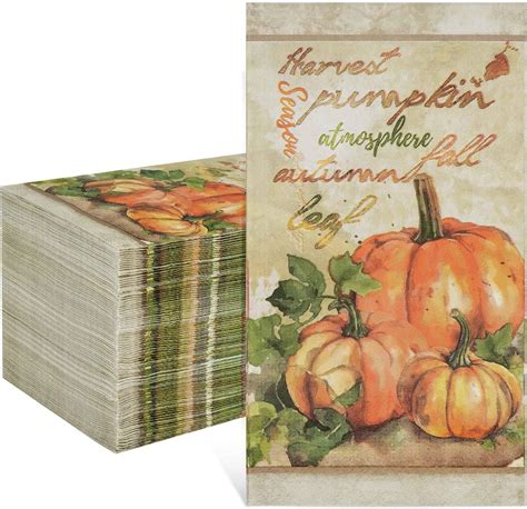 Amazon Homlouue 100Pcs Fall Napkins 3 Ply Vintage Pumpkins Autumn