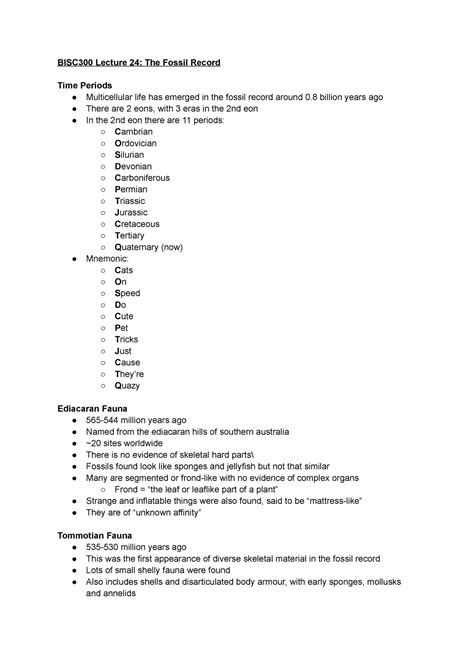 BISC300 Lecture 24 The Fossil Record BISC300 Lecture 24 The Fossil