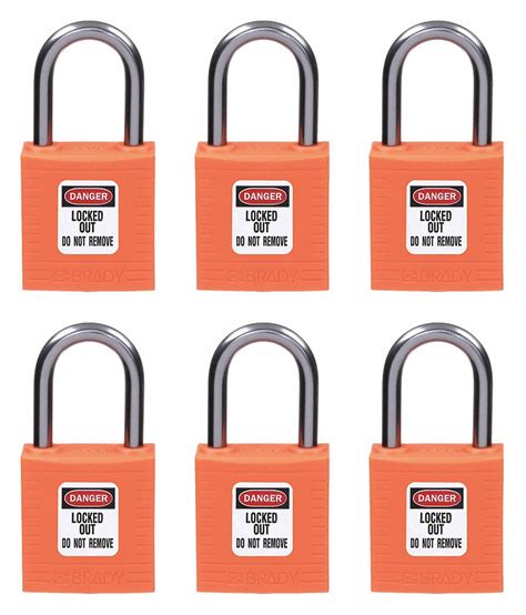 BRADY LOCKOUT PADLOCK KEYED ALIKE NYLON COMPACT BODY ALUMINUM STD