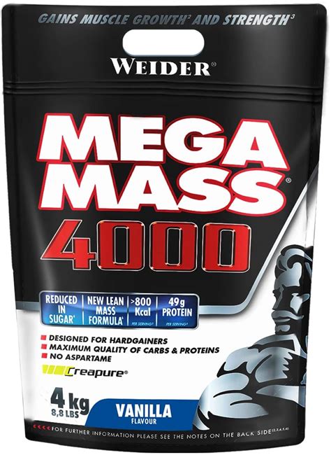 Weider Mega Mass 4000 Goût Vanille Mélange protéiné pour prise de