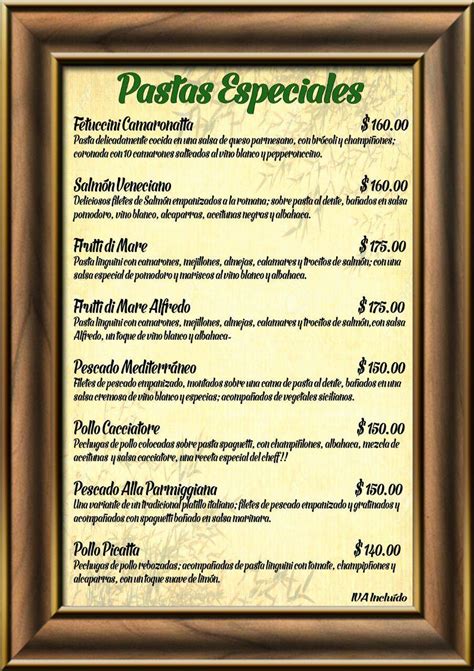 Menu At Veneziano Ristorante Restaurant Villahermosa Plaza Morett Av