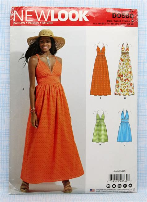 New Look Sewing Pattern D0560 Misses Dress With Halter Top Or