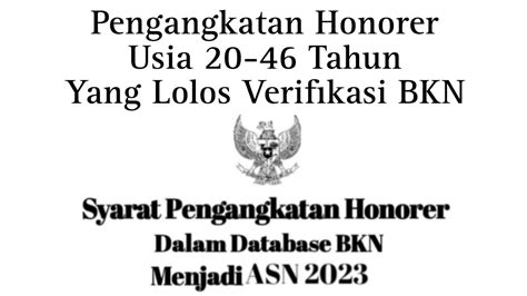 Honorer Usia Tahun Yang Lolos Verifikasi Bkn Diangkat Menjadi Asn