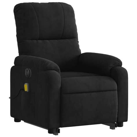 Fauteuil Inclinable De Massage Lectrique Noir Tissu Microfibre Yosoo