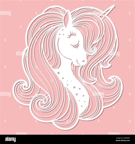 Unicorn Head Template For Laser Cutting Vector Stock Vector Image