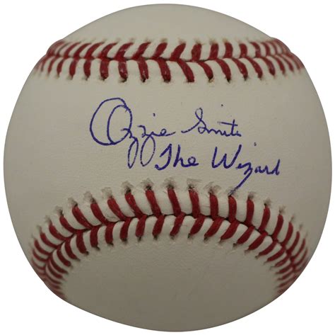 Ozzie Smith Autographed St Louis Cardinals Oml Baseball Wizard Fan