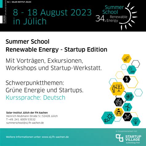 Summer School On Renewable Energy Start Up Edition From Sij At The Fh