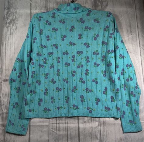 Vintage 50s Bobbie Brooks 14 Zip Floral Sweater Mad Gem