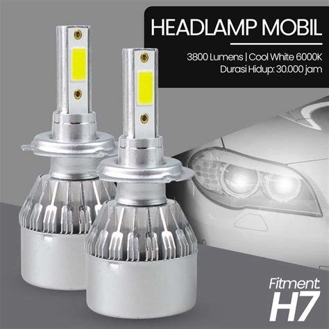 Jual Carsun Lampu Depan Mobil Headlamp Led Cob H Cool White W Pcs