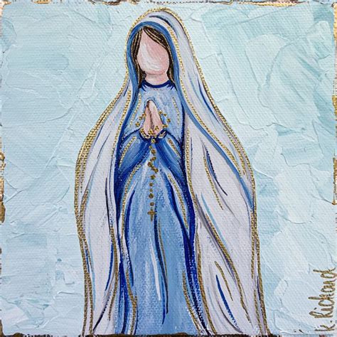 Mother Mary With Rosary Painting, 6x6, Hand Painted - Etsy in 2024 ...