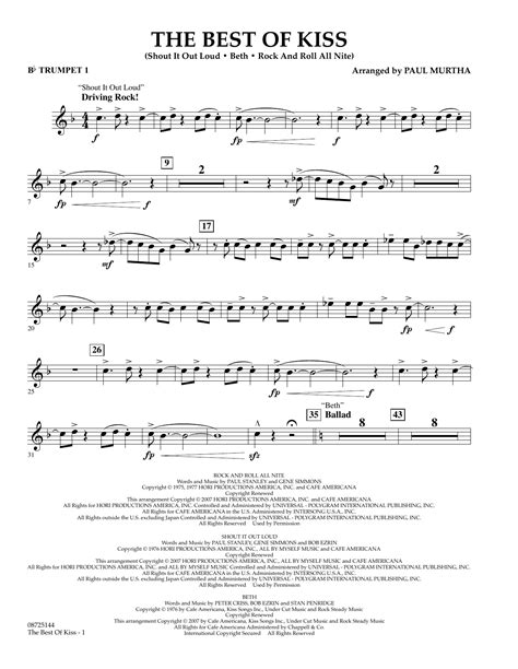 Paul Murtha The Best Of Kiss Bb Trumpet 1 Sheet Music And Printable