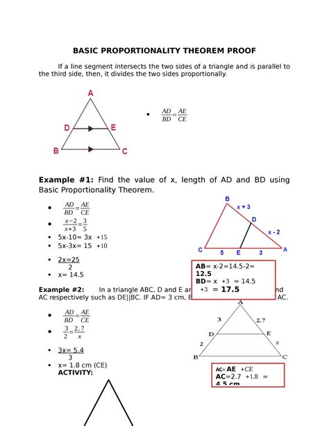 Lesson 12 1 Triangle Proportionality Theorem Answer Key