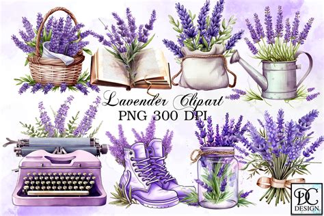 Lavender Watercolor Clipart Bundle Graphic By Little Girl · Creative