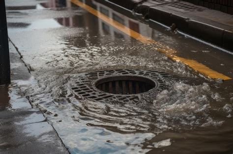 El Agua De Alcantarillado Estalla A Trav S De Una Tapa De Alcantarilla