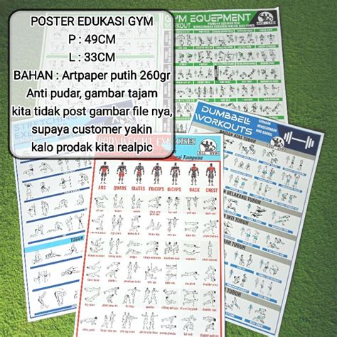 jual poster panduan gerakan gym shopee indonesia