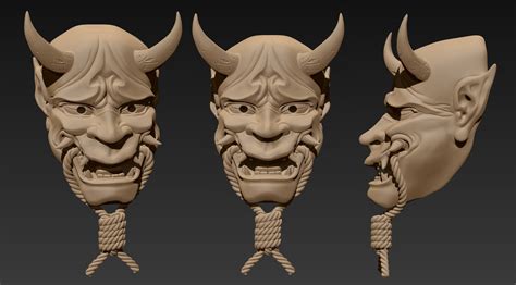 Artstation Japanese Demon Mask Oniclay Hannya Game Assets