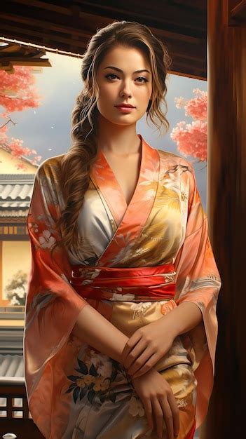 Premium Ai Image Portrait Of Beautiful Japanese Geisha Generative Ai