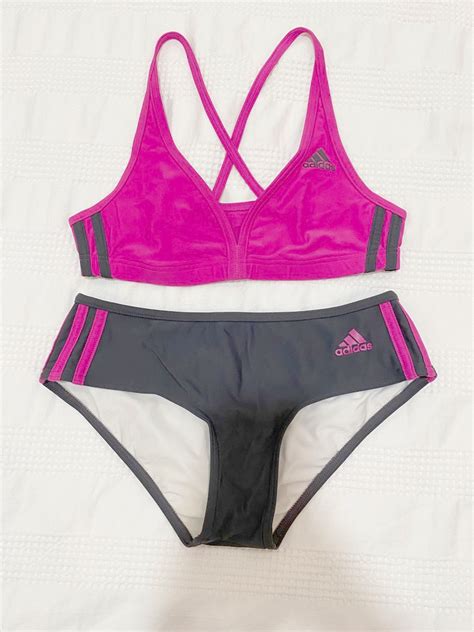Original Adidas Sporty Bikini Set Pink Gray Women S Fashion Swimwear Bikinis Swimsuits On