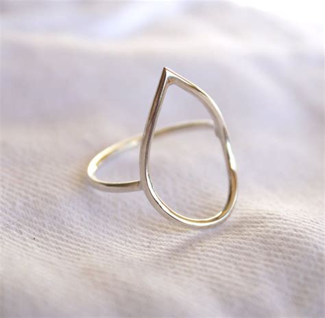 Teardrop Ring Water Drop Sterling Silver Wire Ring Dainty Romantic ...