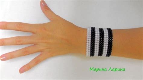 Широкий браслет без застежки из бусин на резинке / Мастер-классы / Бусинка
