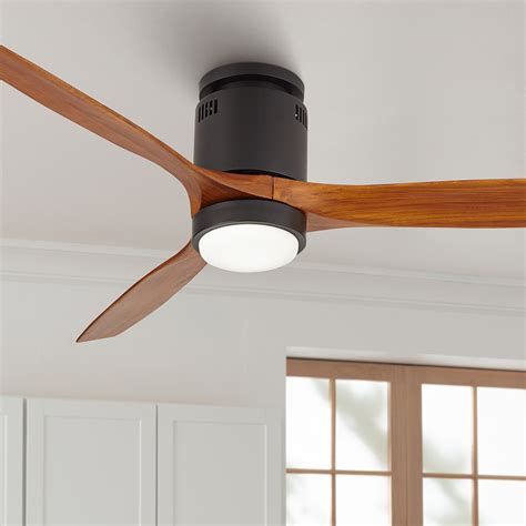 52 Windspun Walnut Matte Black Led Dc Hugger Ceiling Fan With Remote