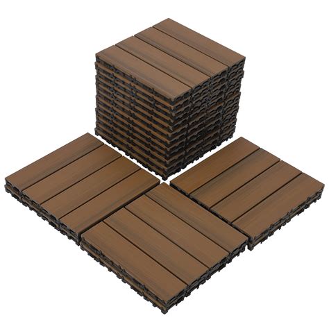 Pack Solid Wood Deck Flooring Wood Interlocking Deck Tiles X