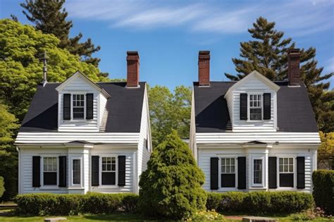 Premium Photo Double Chimneys Of A Colonial Revival House With A