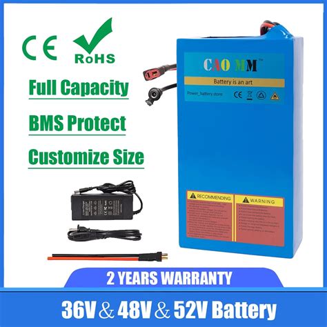 Caomm Electric Bike Battery Pack With Charger 36v 48v 52v Lithium