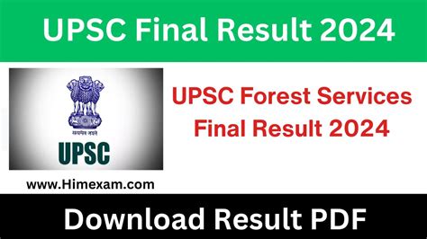 UPSC Forest Services Final Result 2024 Himexam