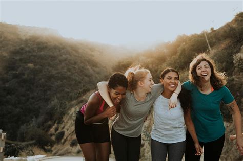young female friends outdoors  stock photo