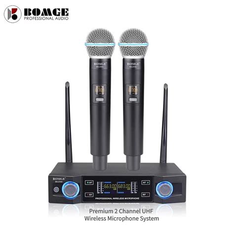 Bomge Wireless Microphone Dual Professional Uhf Cordless Dynamic Mic