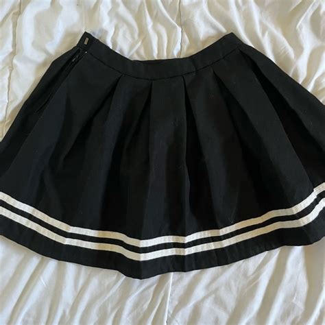 Hot Topic Skirts Hot Topic Black Skater Skirt With White Stripes Poshmark