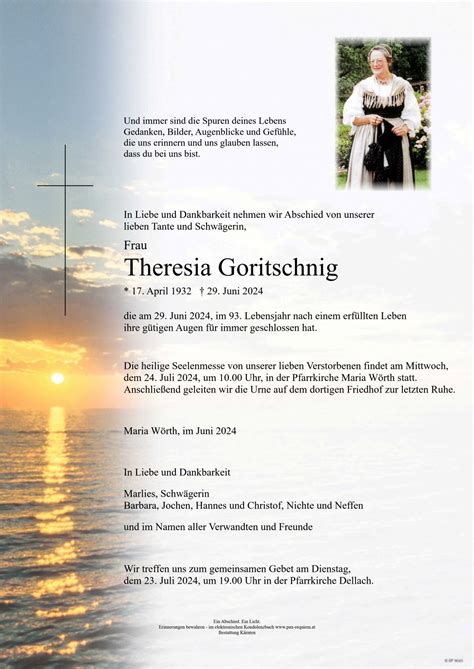 Parte für Theresia Goritschnig pax requiem