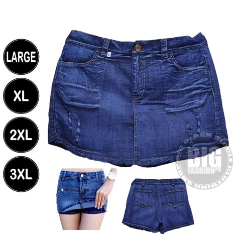 Plus Size Denim Skort With Pockets Shopee Philippines