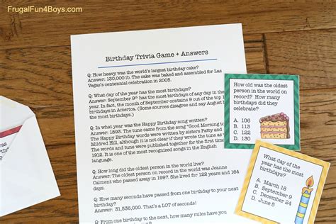 Printable Birthday Trivia Game - Frugal Fun For Boys and Girls